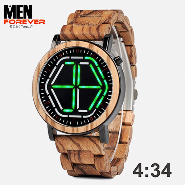 Night Vision Wooden Futuristic Watch 4a