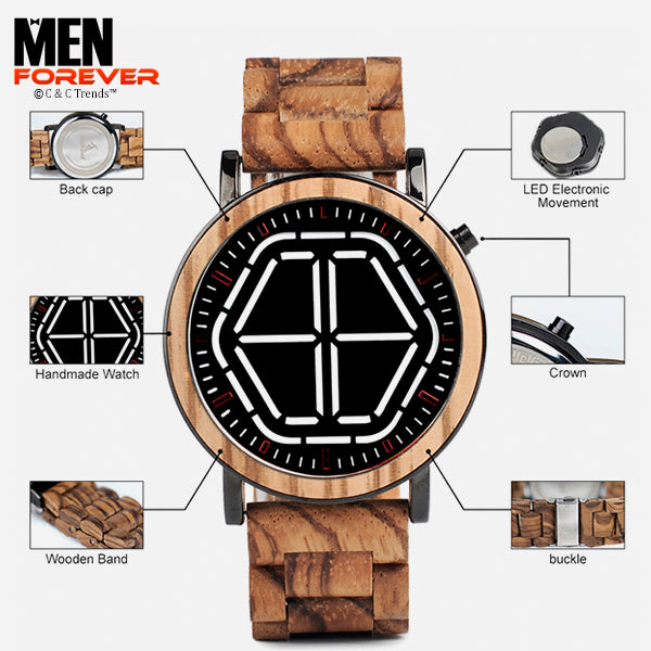 Night Vision Wooden Futuristic Watch 8a