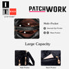 Patchwork Style Vegan Leather Multi Pocket Tote Bag 11