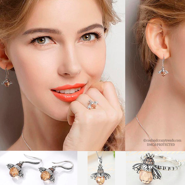 Queen Bee Sterling Silver Jewelry Set 7a