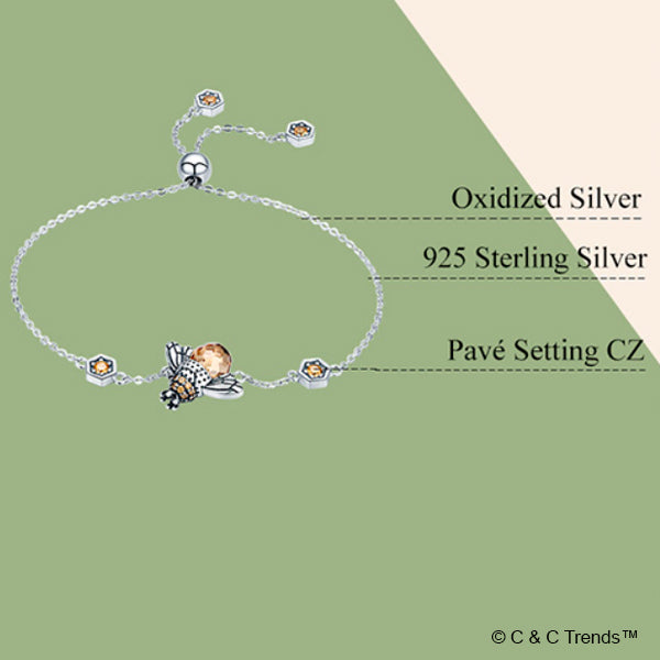 Queen Bee Sterling Silver Link Bracelet 10