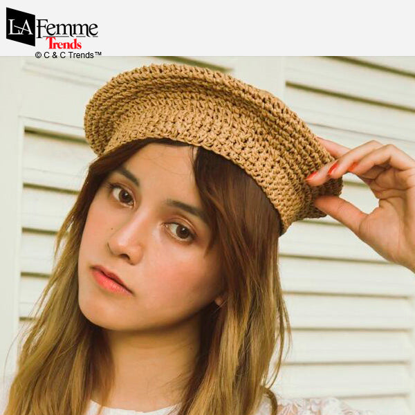Raffia French Style Beret Hat 10a