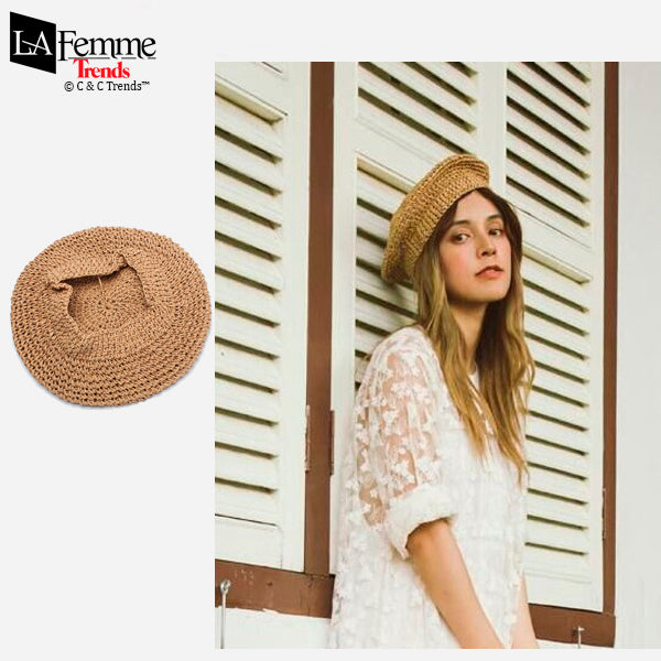 Raffia French Style Beret Hat 7a