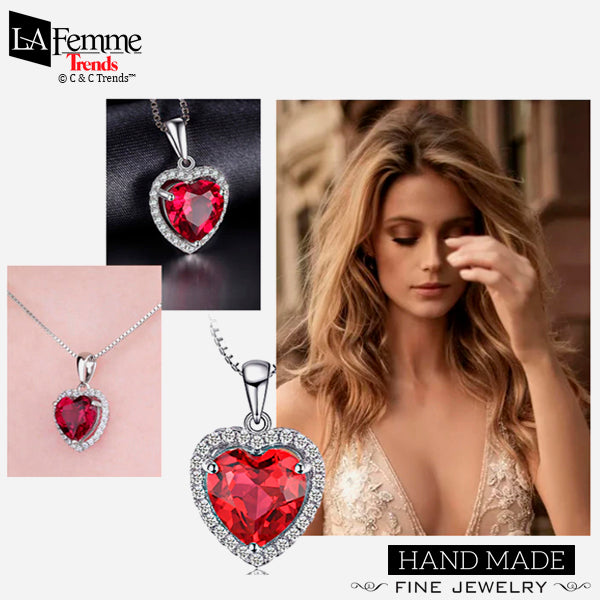 Red Swiss Cubic Zirconia Heart Jewelry 5