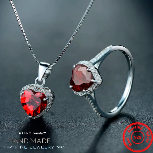 Red Swiss Cubic Zirconia Heart Jewelry 8
