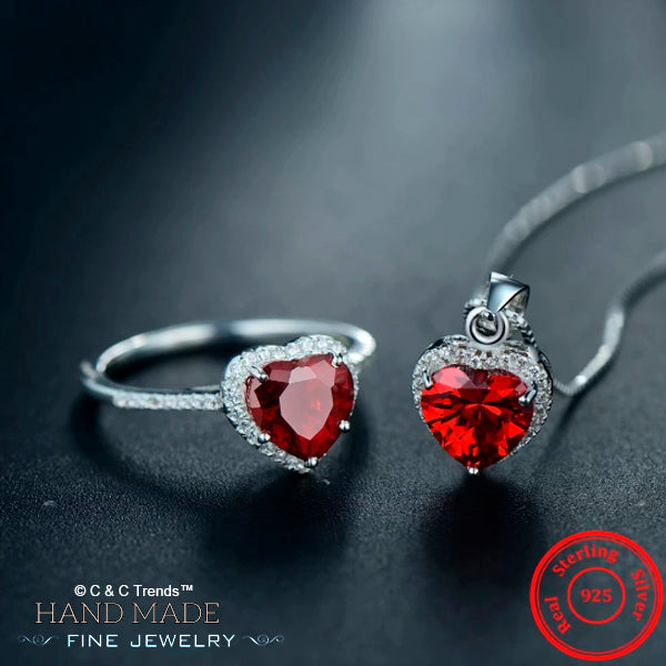 Red Swiss Cubic Zirconia Heart Jewelry 9