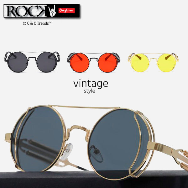Rock & Roll Reflective Metallic Round Sunglasses 1