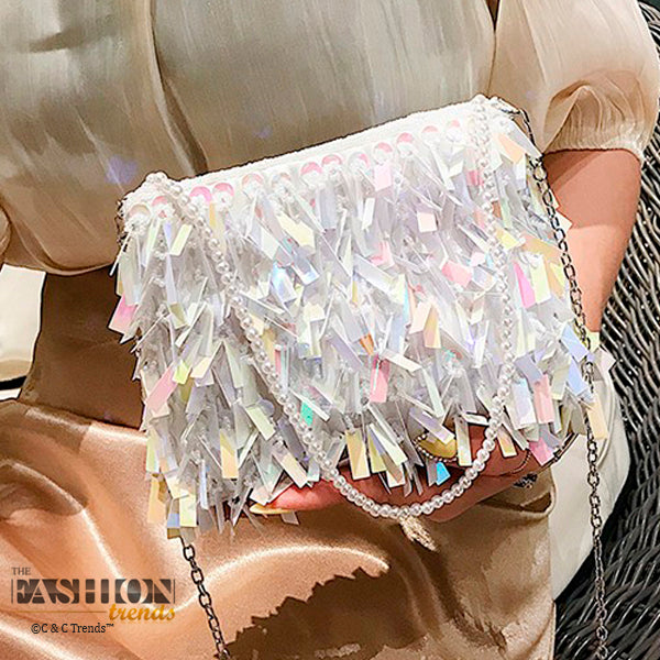 Sequin Tassel Embellished Shoulder Handbag 11