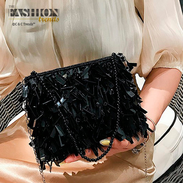 Sequin Tassel Embellished Shoulder Handbag 12