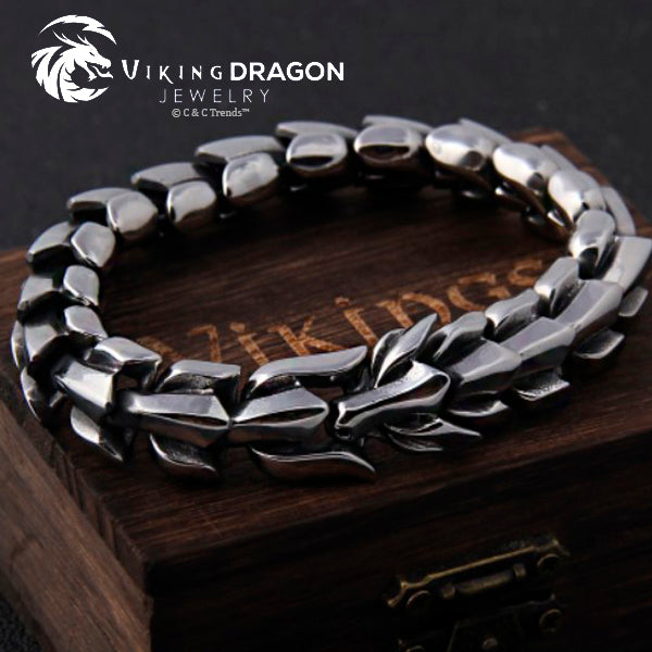 Stainless Steel Viking Dragon Bracelet  4