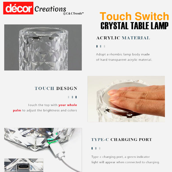 Touch Switch Crystal Romantic Table Lamp 2