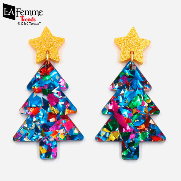 Trendy Colorful Christmas Acrylic Earrings 11