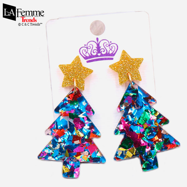 Trendy Colorful Christmas Acrylic Earrings 9
