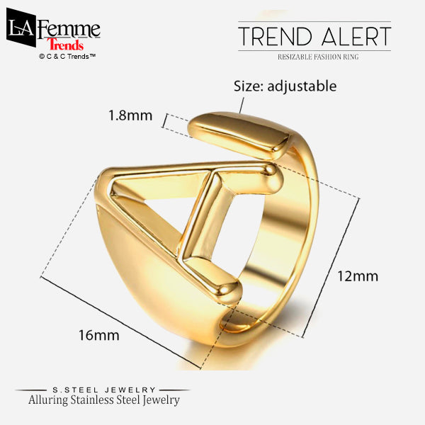 Trendy Initial Letter Adjustable Open Rings 9a
