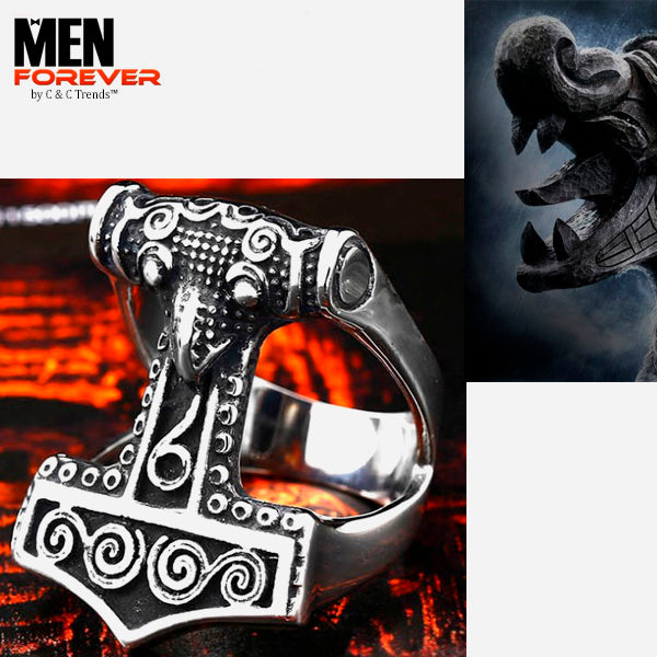 Viking Style Thor's Hammer Ring 3a