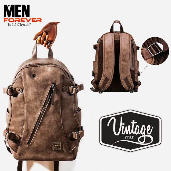 Vintage Anti-theft USB charging Men's Backpack 2a