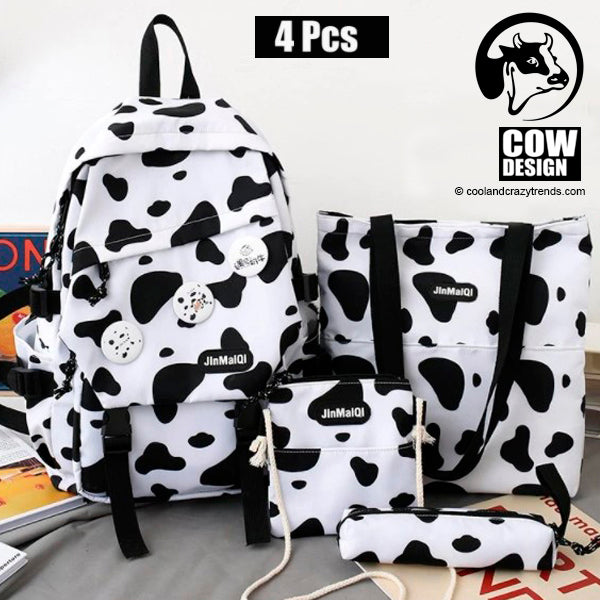 Waterproof Cow Design Backpack Set (4 Pcs) 5a