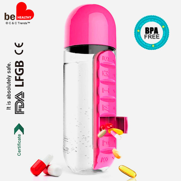 Water Bottle with built-in Daily Pill Box Organizer 7b