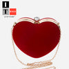 Red Heart Shaped Chain Shoulder Purse 8c