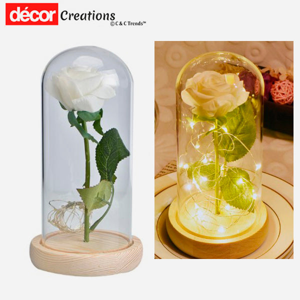 Beauty and Beast: Red Silk Rose with Led light 13a