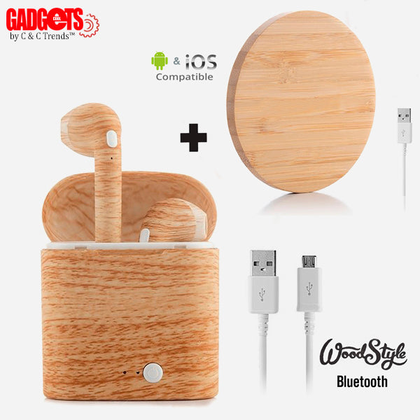 Wood Style Wireless Bluetooth Earbuds